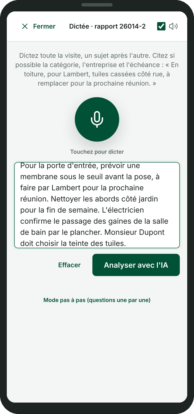 Saisie d'un point — téléphone